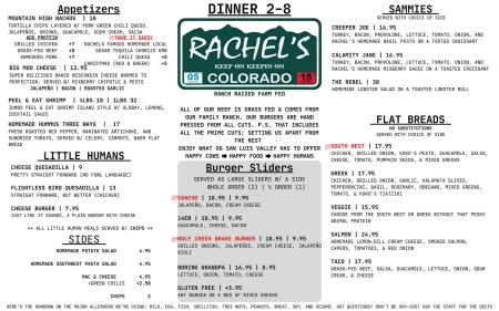 rachels dinnermenu