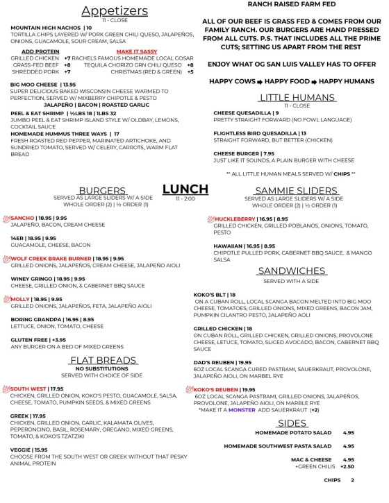 rachels lunchmenu